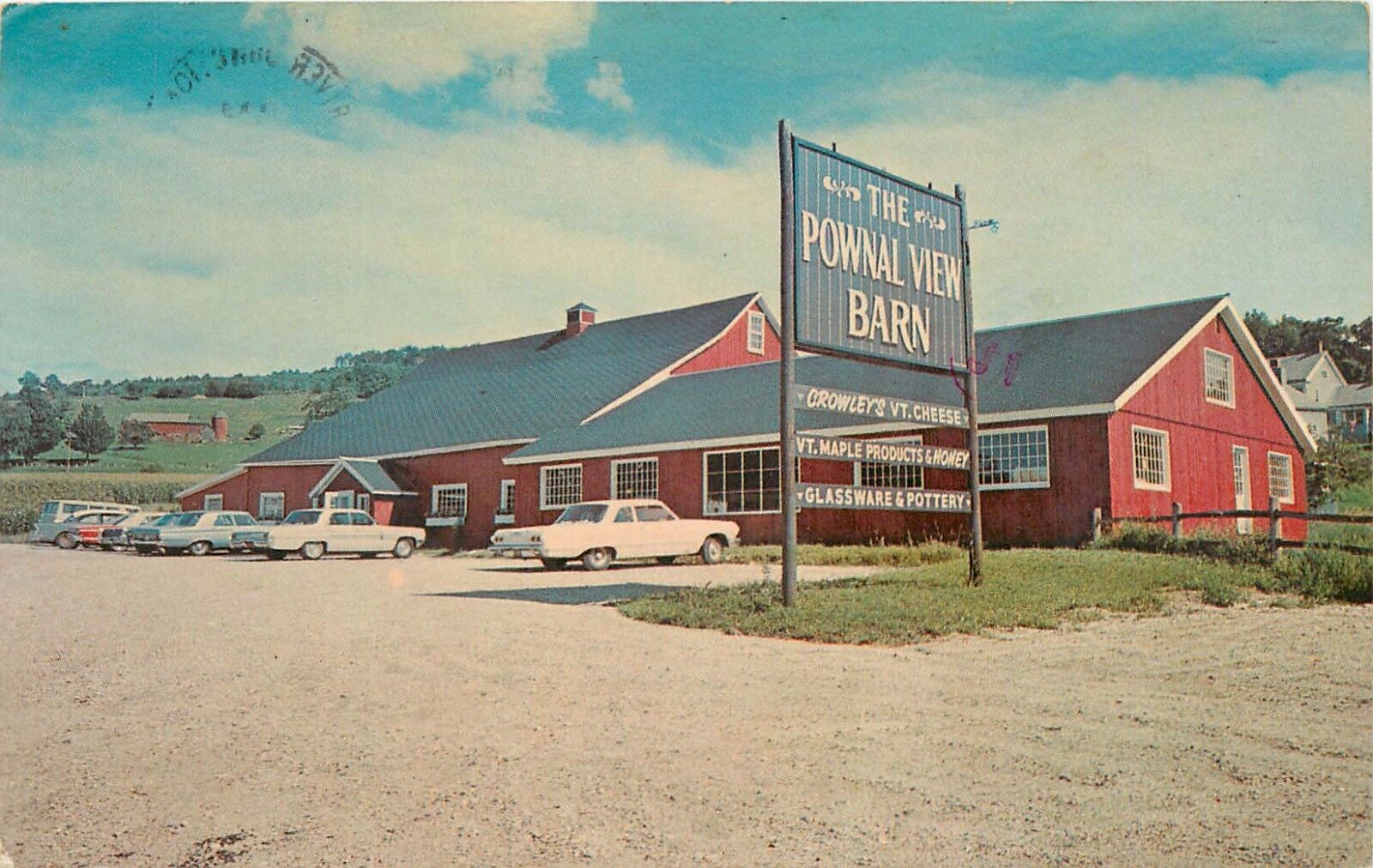 Pownal Vermont Pownal View Barn Crowley\'s Cheese Maple Honey 1960s Cars Postcard