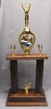 cub scout trophy 2 post wood columns pinewood derby grand champion size walnut picture