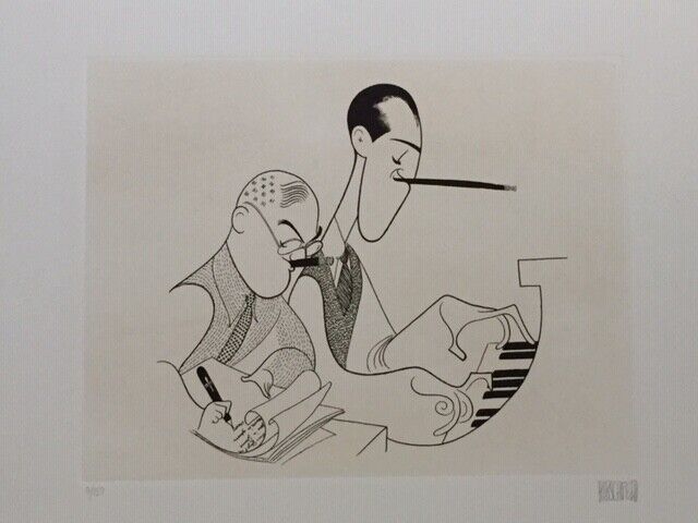 AL HIRSCHFELD, GEORGE & IRA GERSHWIN, EXTREMELY RARE HAND SIGNED ETCHING,1981 