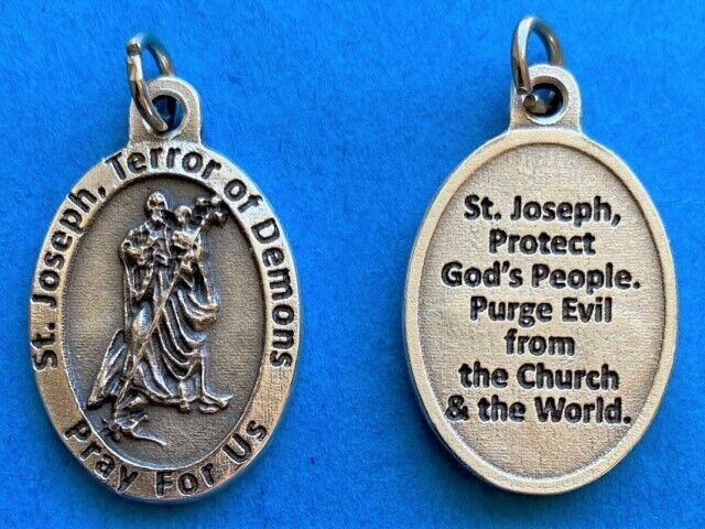 St. Saint Joseph, Terror of Demons Pray for Us - Ox  Silver Tone 1\