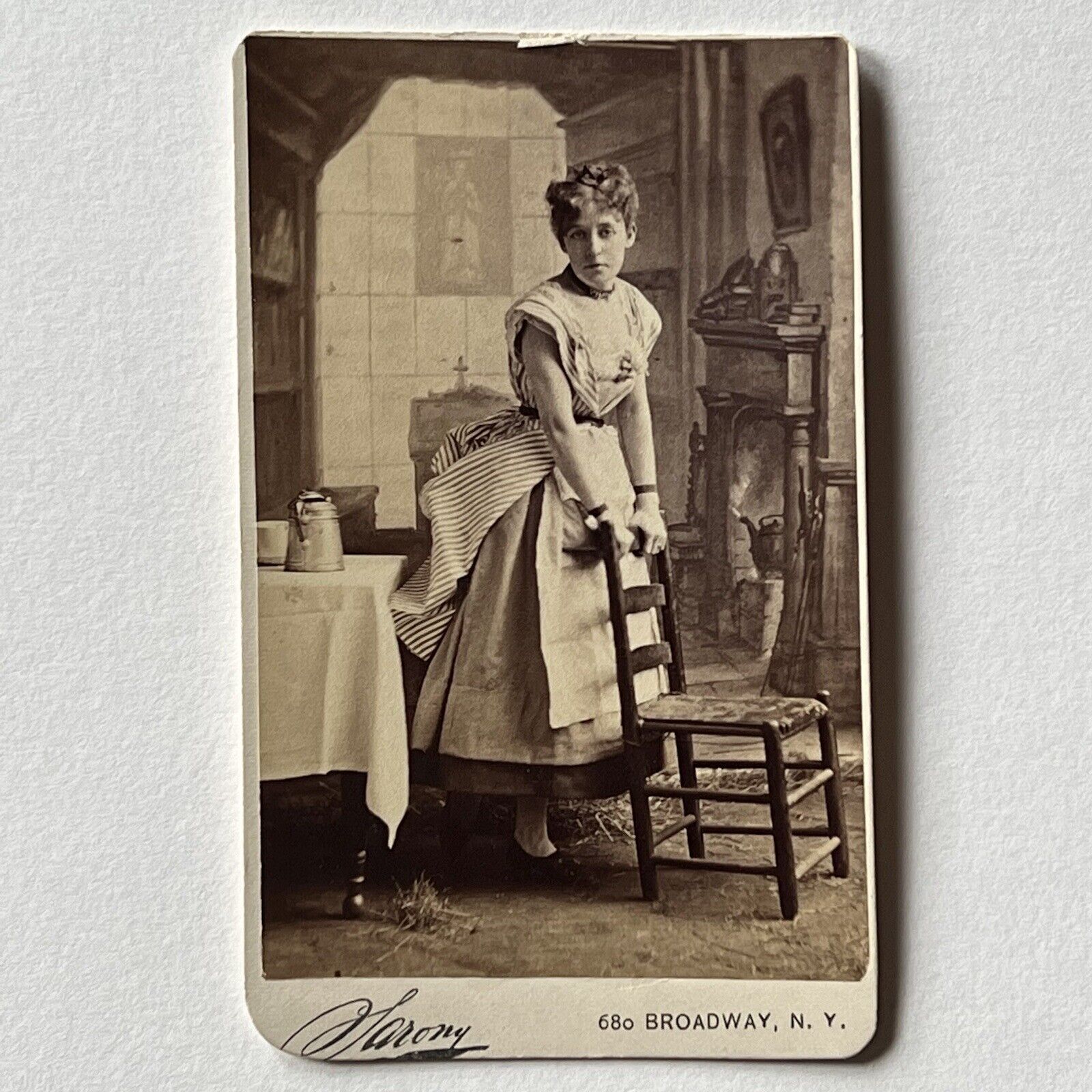 Antique CDV Photograph Beautiful Woman Actress ID Jane Burke Broadway NY