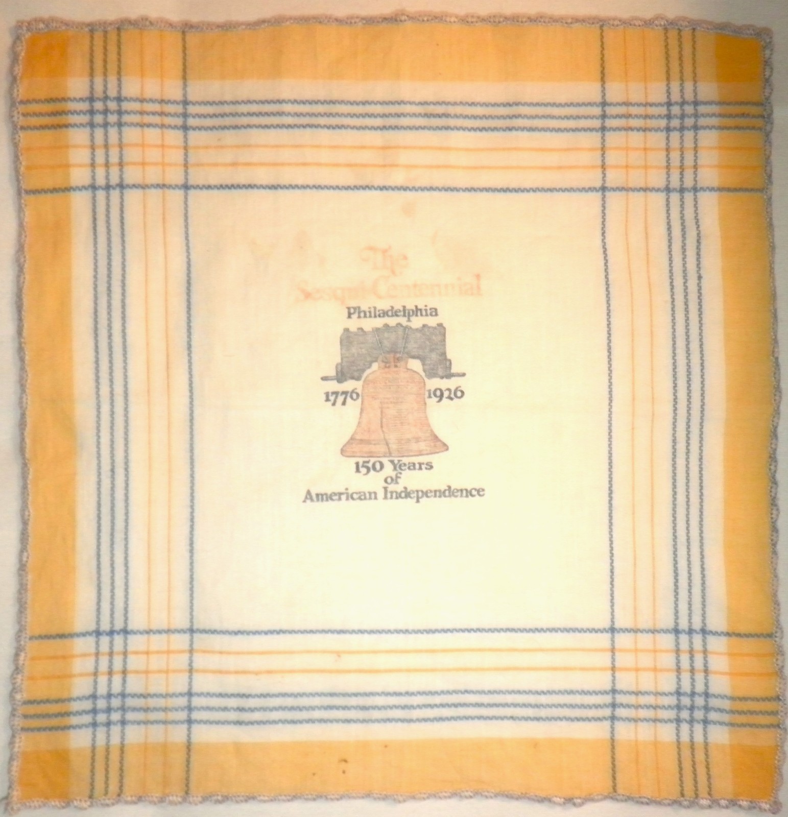 RARE Lot 2 1926 Vintage Phila Sesqui-Centennial Souvenir Cotton Handkercheifs RARE Lot 2 1926 Vintage Phila Sesqui-Centennial Souvenir Cotton Handkercheifs