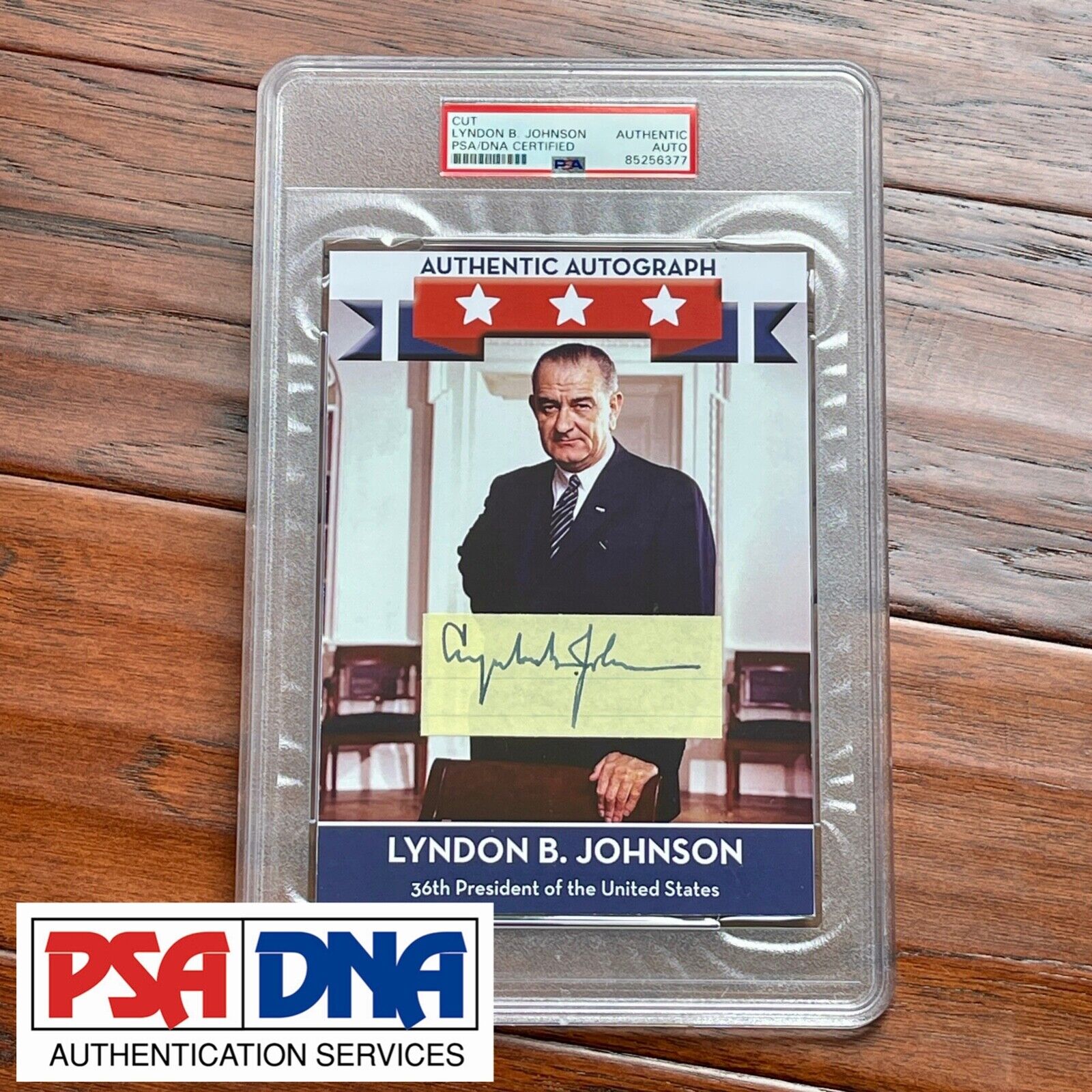 LYNDON B. JOHNSON * PSA/DNA * Autograph Cut Signature Custom Card Signed * LBJ