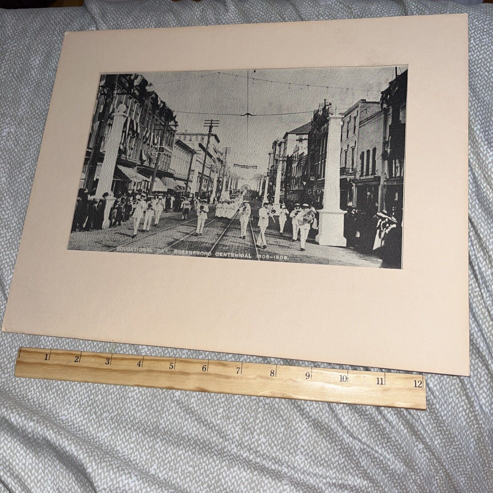 Vintage Matted Print: Educational Day Greensboro NC Centennial 1808 - 1908