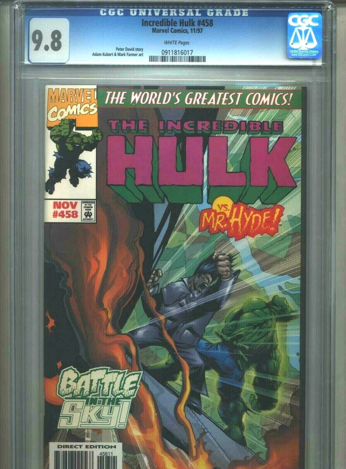 Incredible Hulk #458 CGC 9.8 (1997) Mr Hyde Highest Grade White Pages