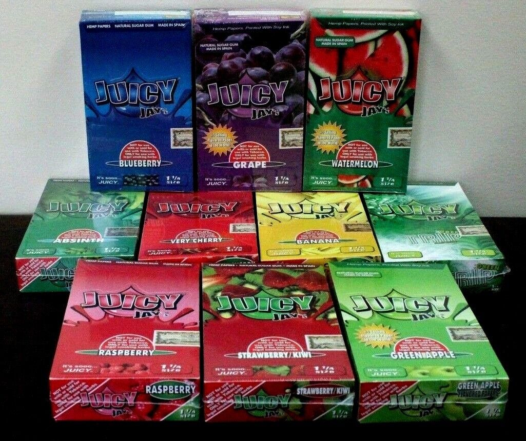 JUICY JAY'S 1 1/4 Rolling Papers~24 Pack~PICK YOUR FLAVOR~FULL BOX~SEALED