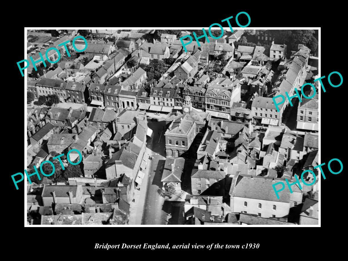 OLD 8x6 HISTORIC PHOTO OF BRIDPORT DORSET ENGLAND TOWN AERIAL VIEW c1930 2