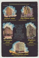Hotels, Gaylord, Ritz-Flower, Lemington, Mayflower, CA,  Linen Postcard picture