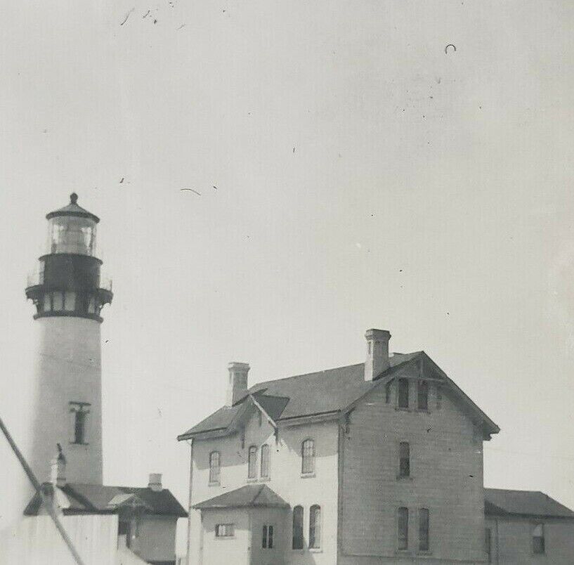 Newport Oregon Yaquina Head Lighthouse 1935 Houses Bay Tower Antique Photo H178