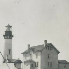 Newport Oregon Yaquina Head Lighthouse 1935 Houses Bay Tower Antique Photo H178 picture
