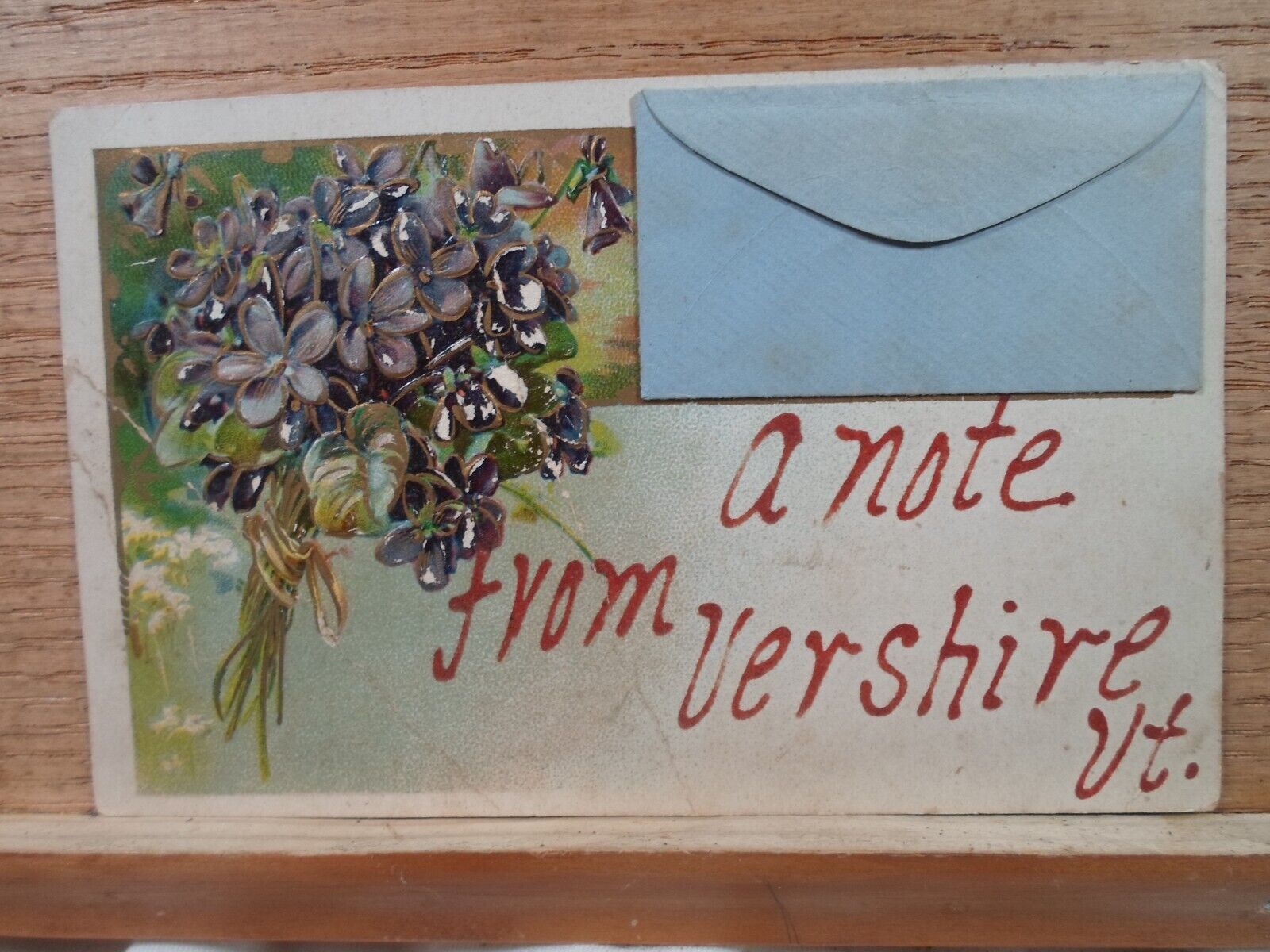 Vershire VT Vermont, A note from,  early postcard 