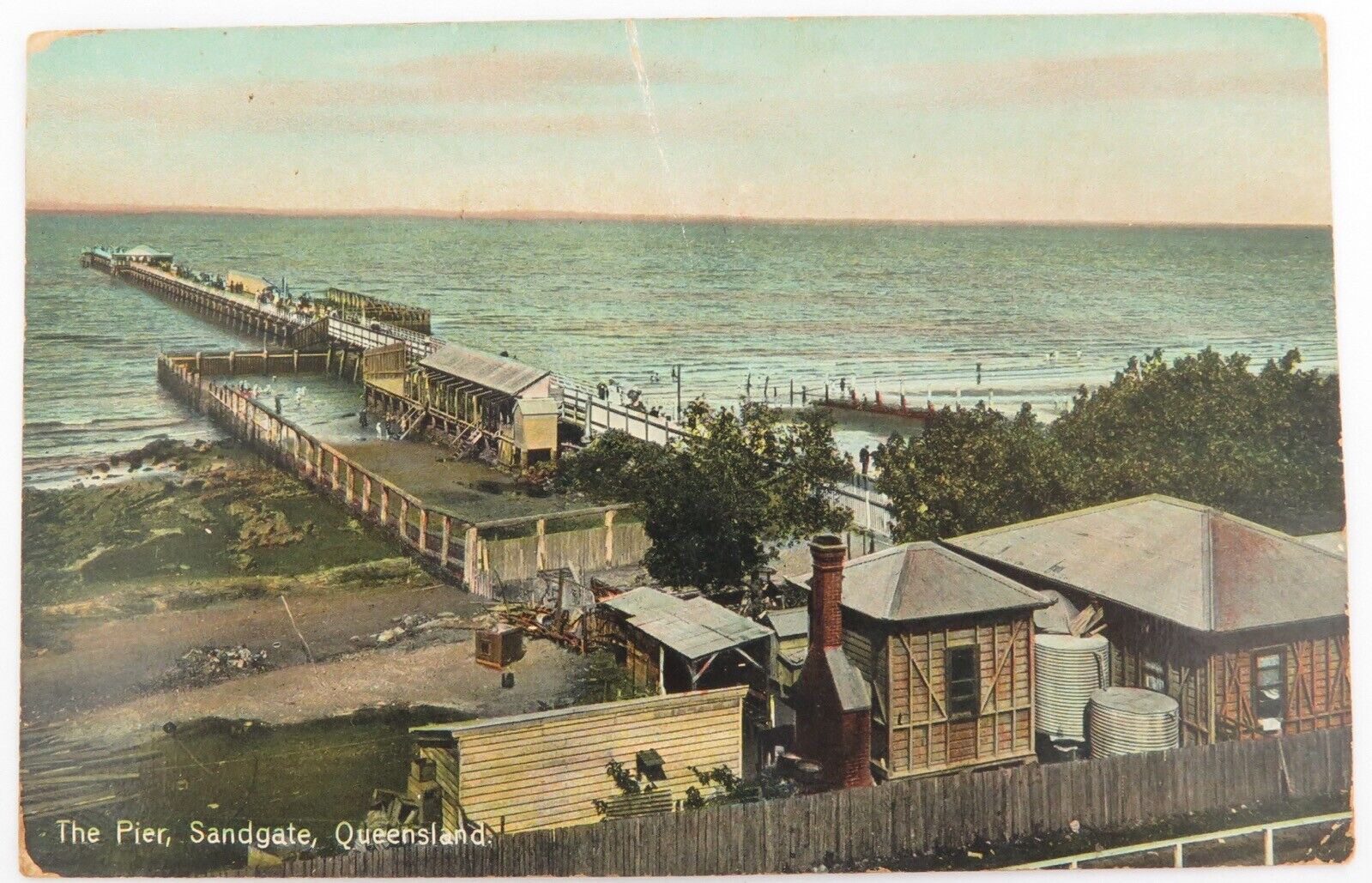 .1908 Colour Postcard. Rare View of The Pier, Sandgate, QLD.