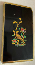 Vintage Stratton Compact, Cigarette Case ~ Black, Peacock, Floral picture