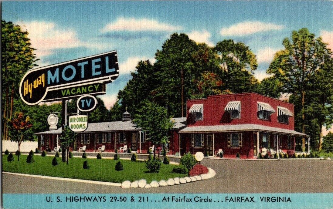 postcard Hi-way Motel Fairfax Virginia B2