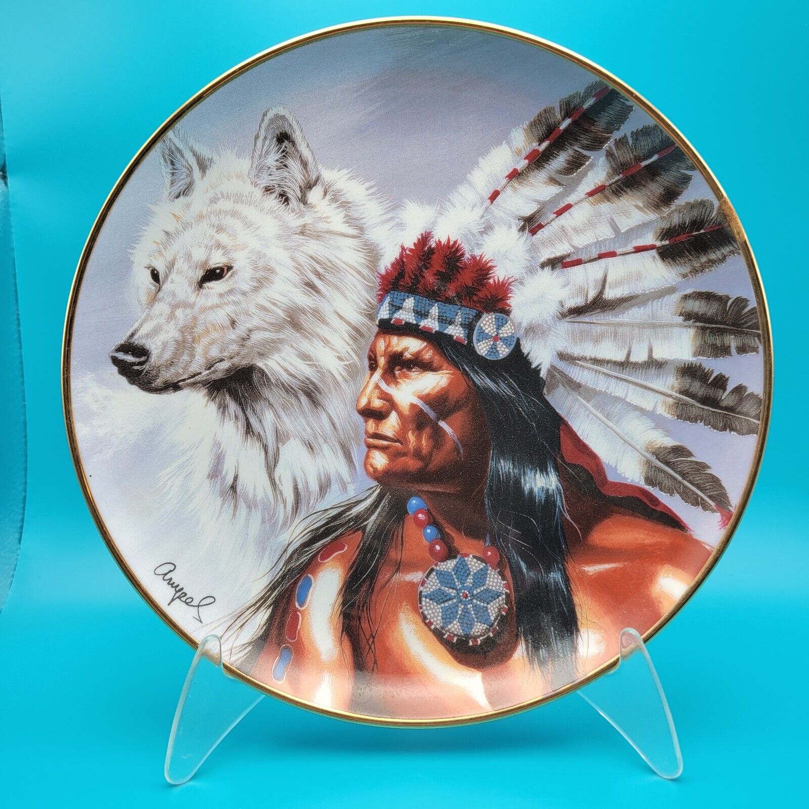 Franklin Mint Native American Collector Plate - SPIRIT OF The White Wolf