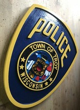 Police Troy Wisconsin 3D routed wood Patch Plaque Sign picture