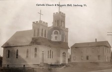 Irasburg VT Catholic Church Masonic Hall c1900s RPPC Photo Postcard COPY picture