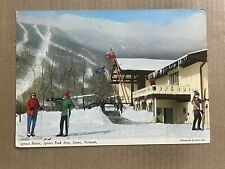 Postcard Stowe VT Vermont Skiing Spruce Peak House Ski Area Skiers Vintage PC picture