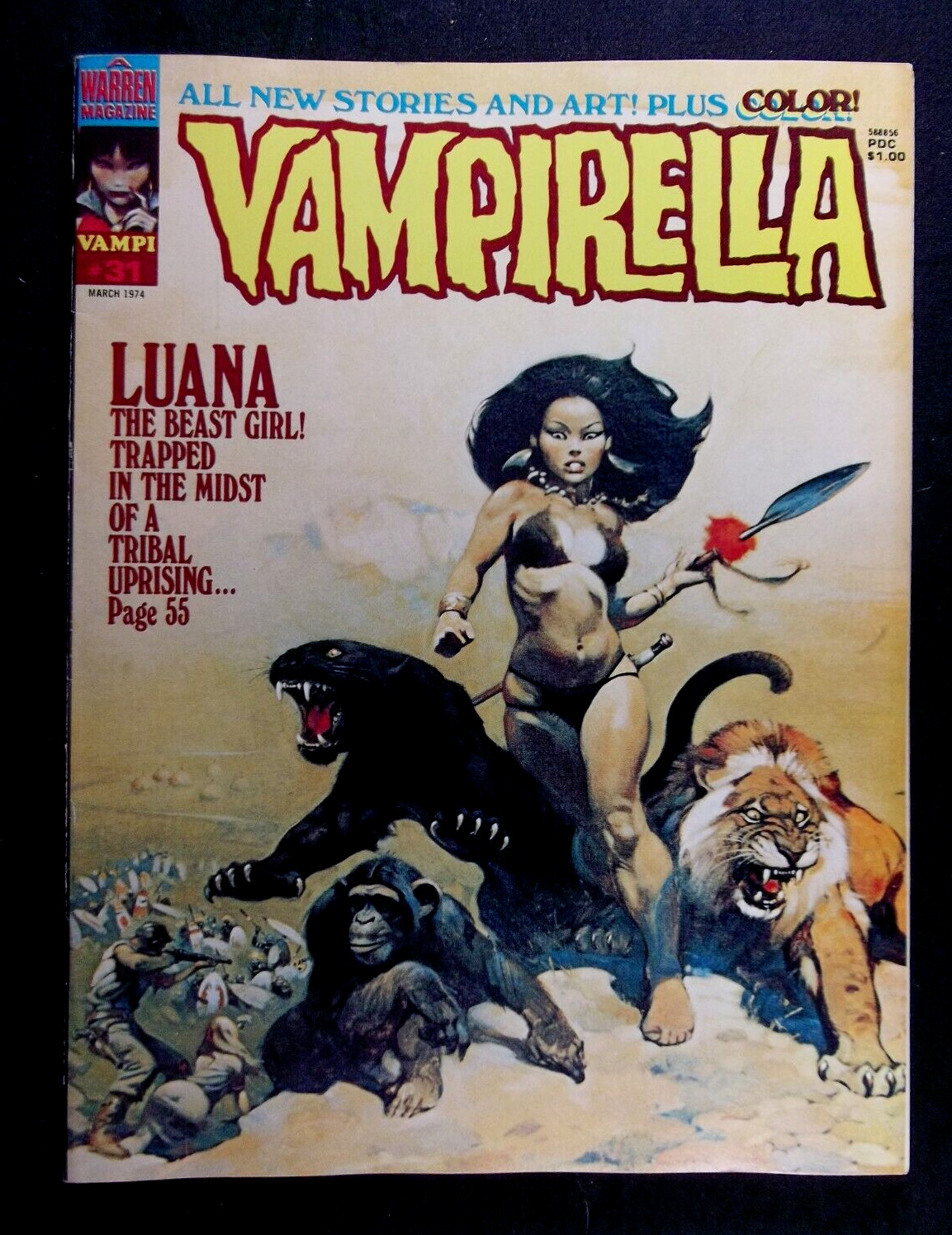 Vampirella #31 VF 8.0 Frank Frazetta Cover Art, Vintage Warren Magazine 1974