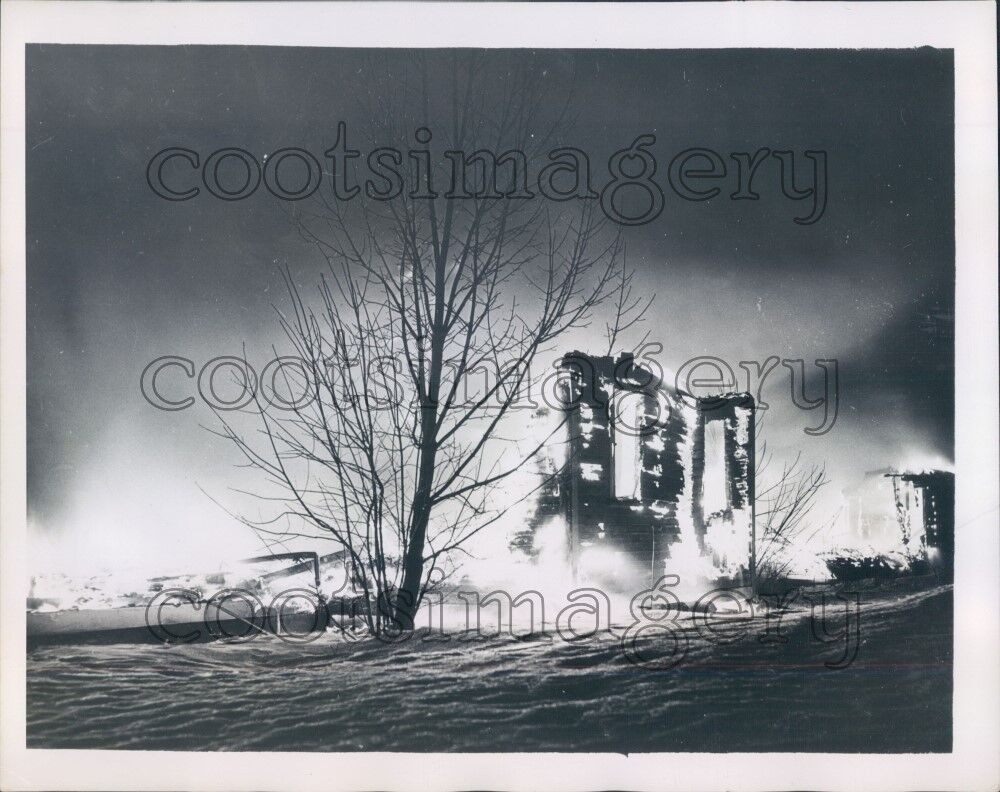 1946 Curling Rink Fire Brookline Country Club Massachusetts Press Photo