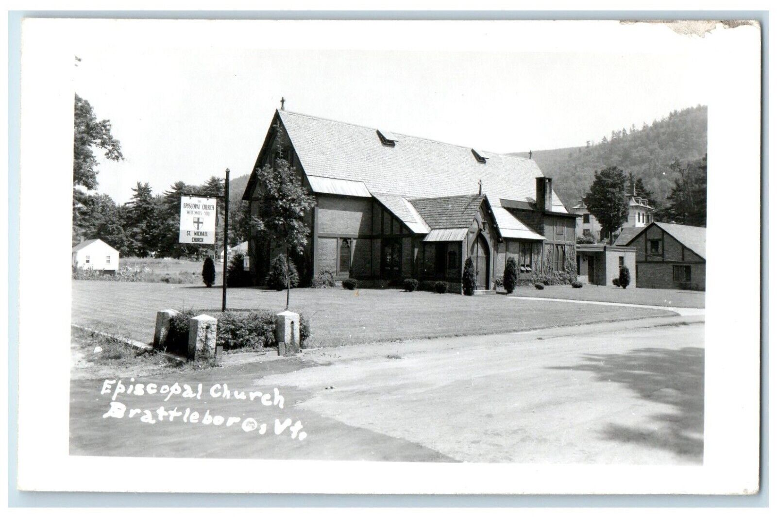 c1950's Episcopal Church Brattleboro Vermont VT RPPC Photo Vintage Postcard