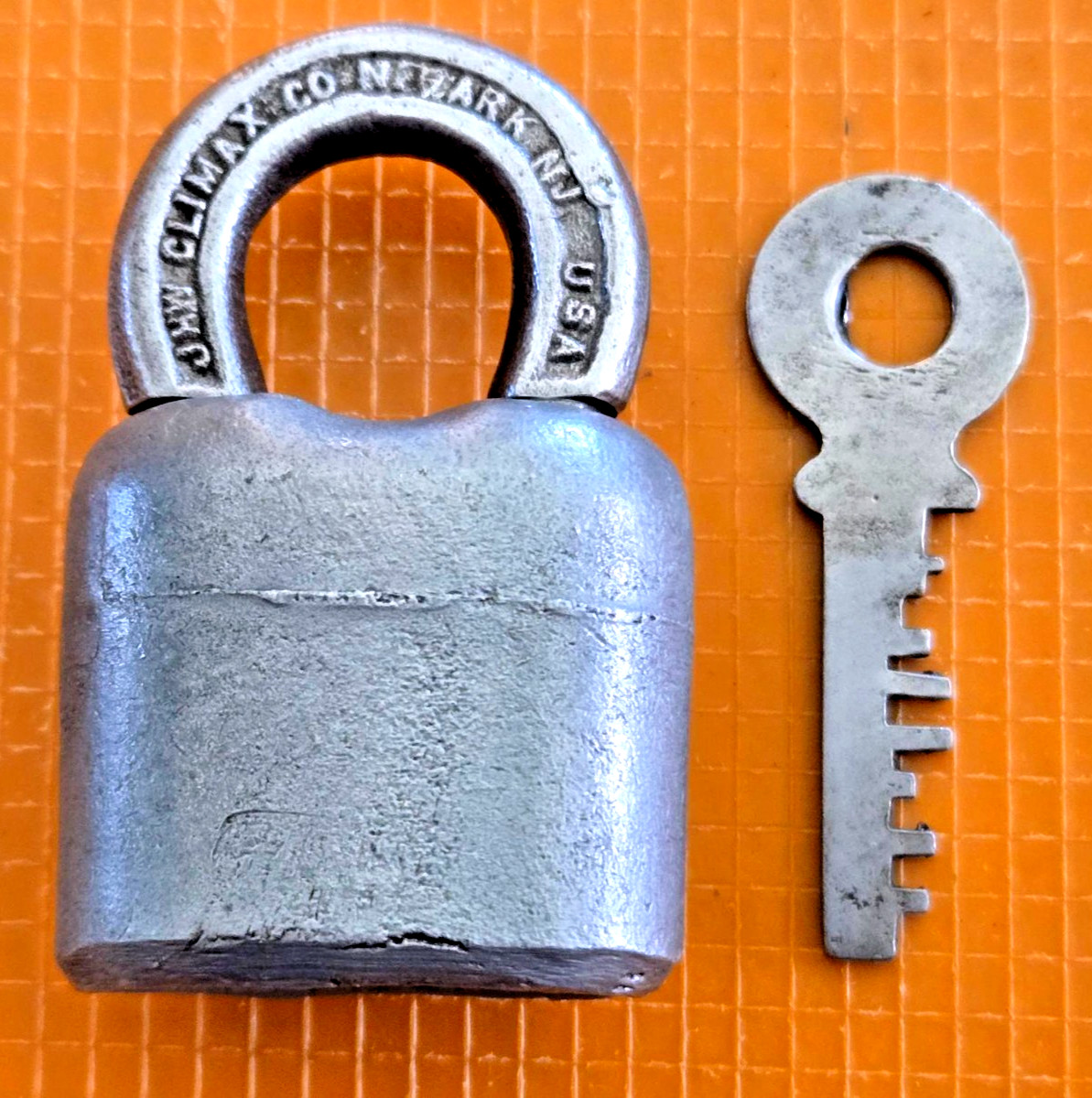 Vintage JHW Climax Padlock Lock Newark NJ USA W/Key Vintage JHW Climax Padlock Lock Newark NJ USA W/Key