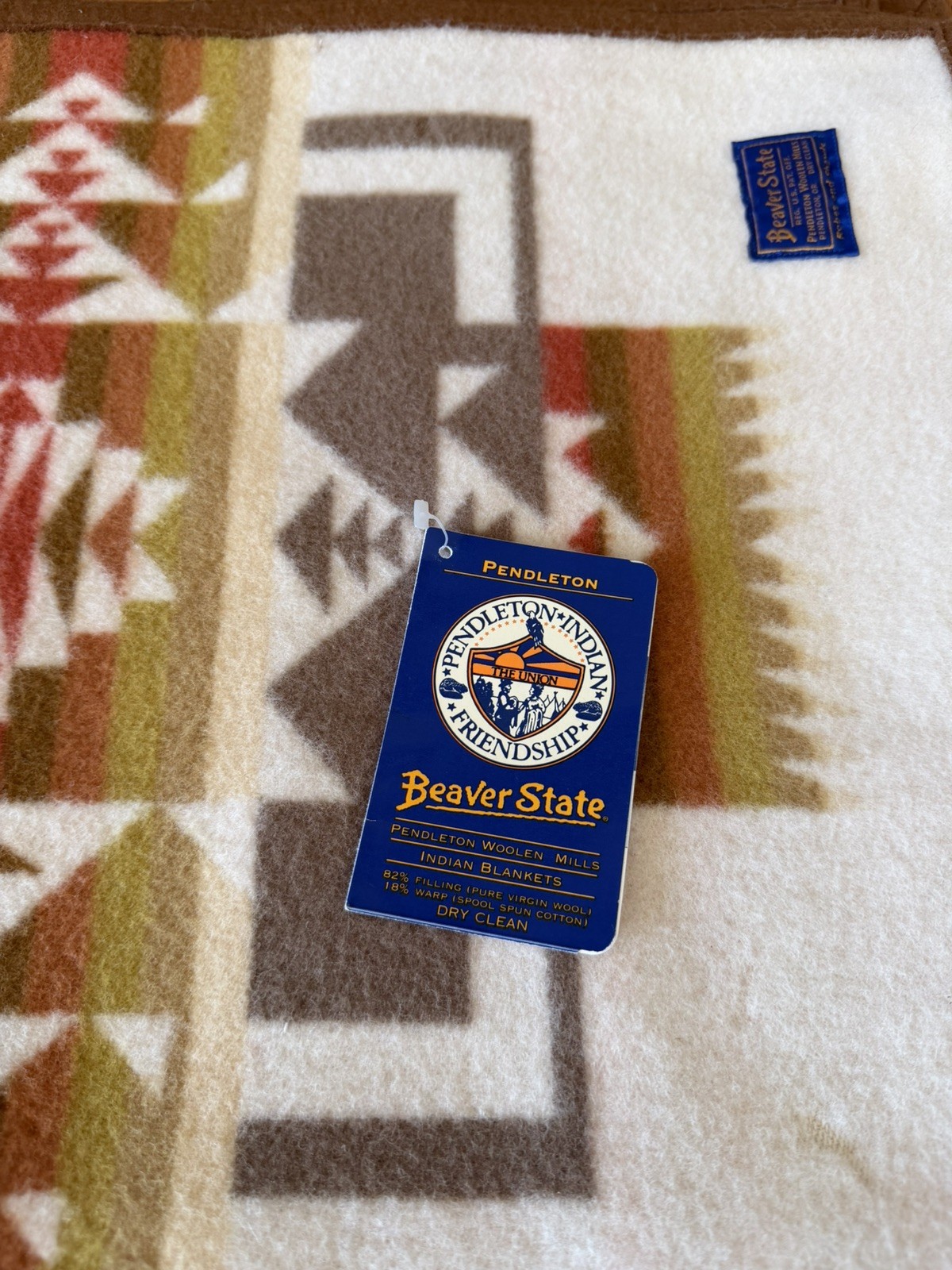 Pendleton Beaver State Chief Joseph Indian Blanket Wool Native Cream 64x84” US Pendleton Beaver State Chief Joseph Indian Blanket Wool Native Cream 64x84” US
