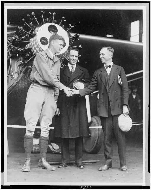 Photo:Charles Lindbergh,Clarence Chamberlin,Richard Byrd 1927