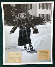 AGAWAM MA 1952 PHOTOGRAPH Dr. Elsie Chamberlin GOING TO VOTE Wearing Snowshoes picture