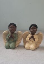 Rare Vintage Pair Ceramic Angel Figurines. 3” Tall picture