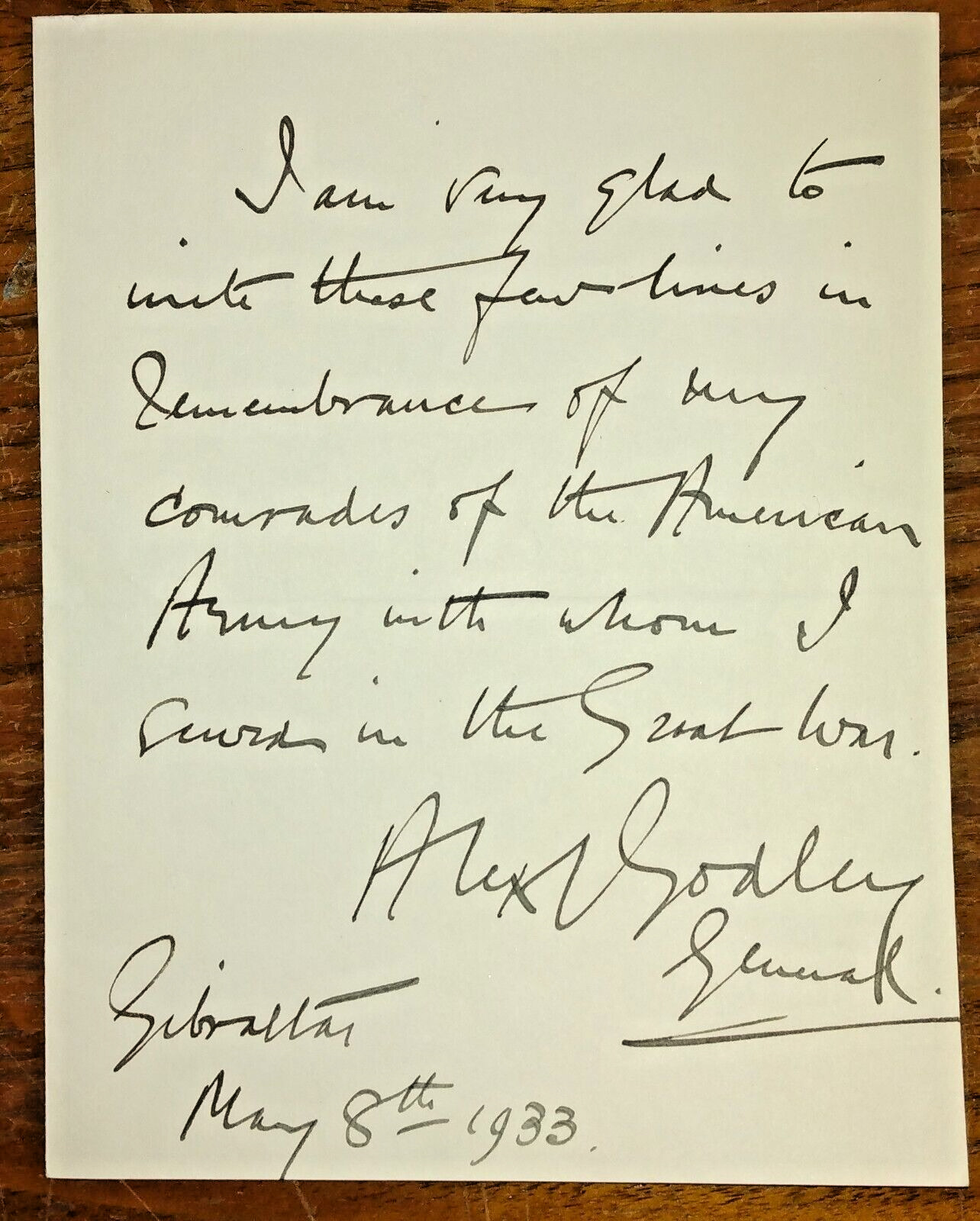 General Alexander John Godley (1867-1957) Autograph - Signed Handwritten Letter