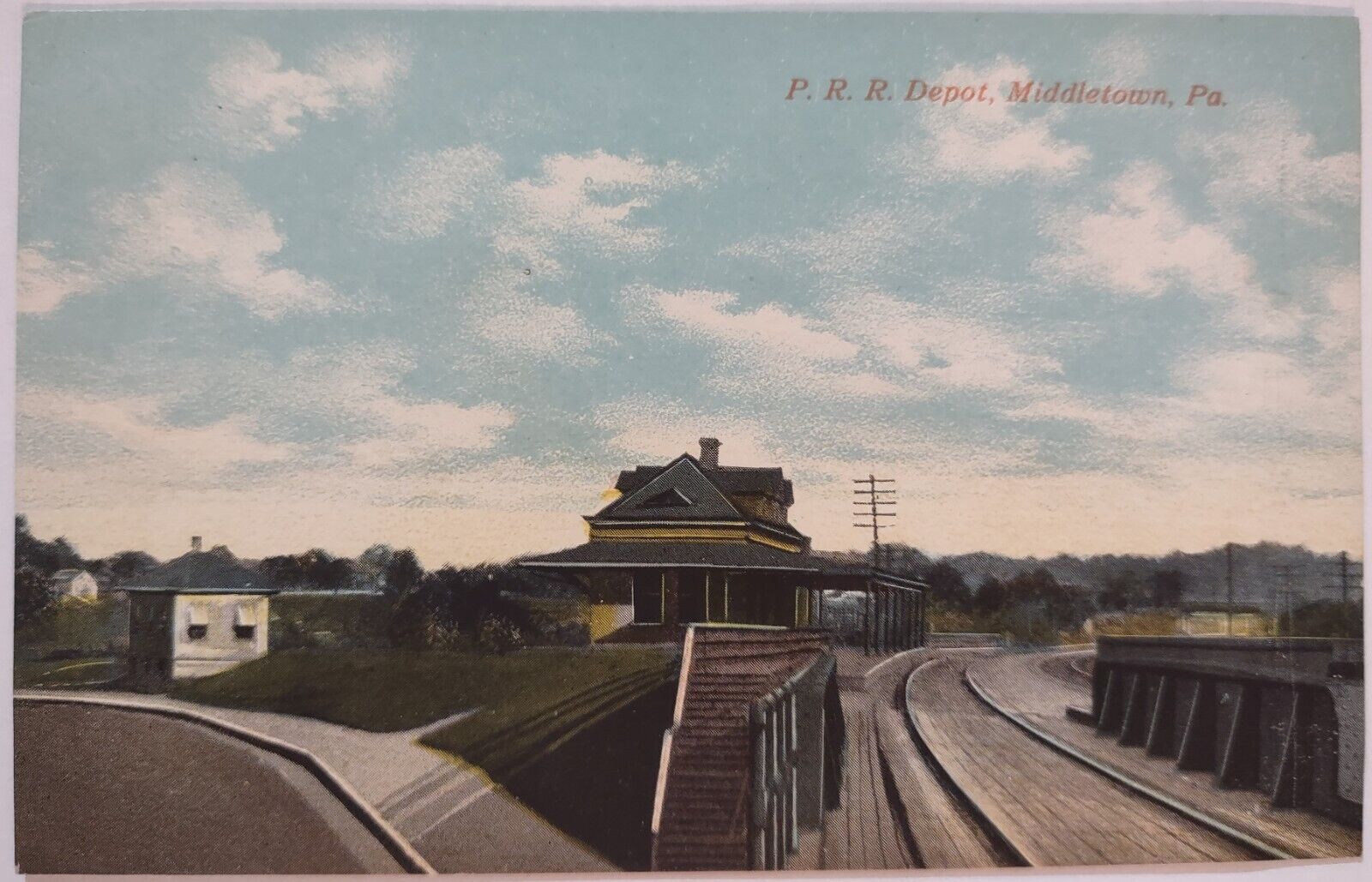 Vintage Postcard Pennsylvania Railroad Depot Middletown