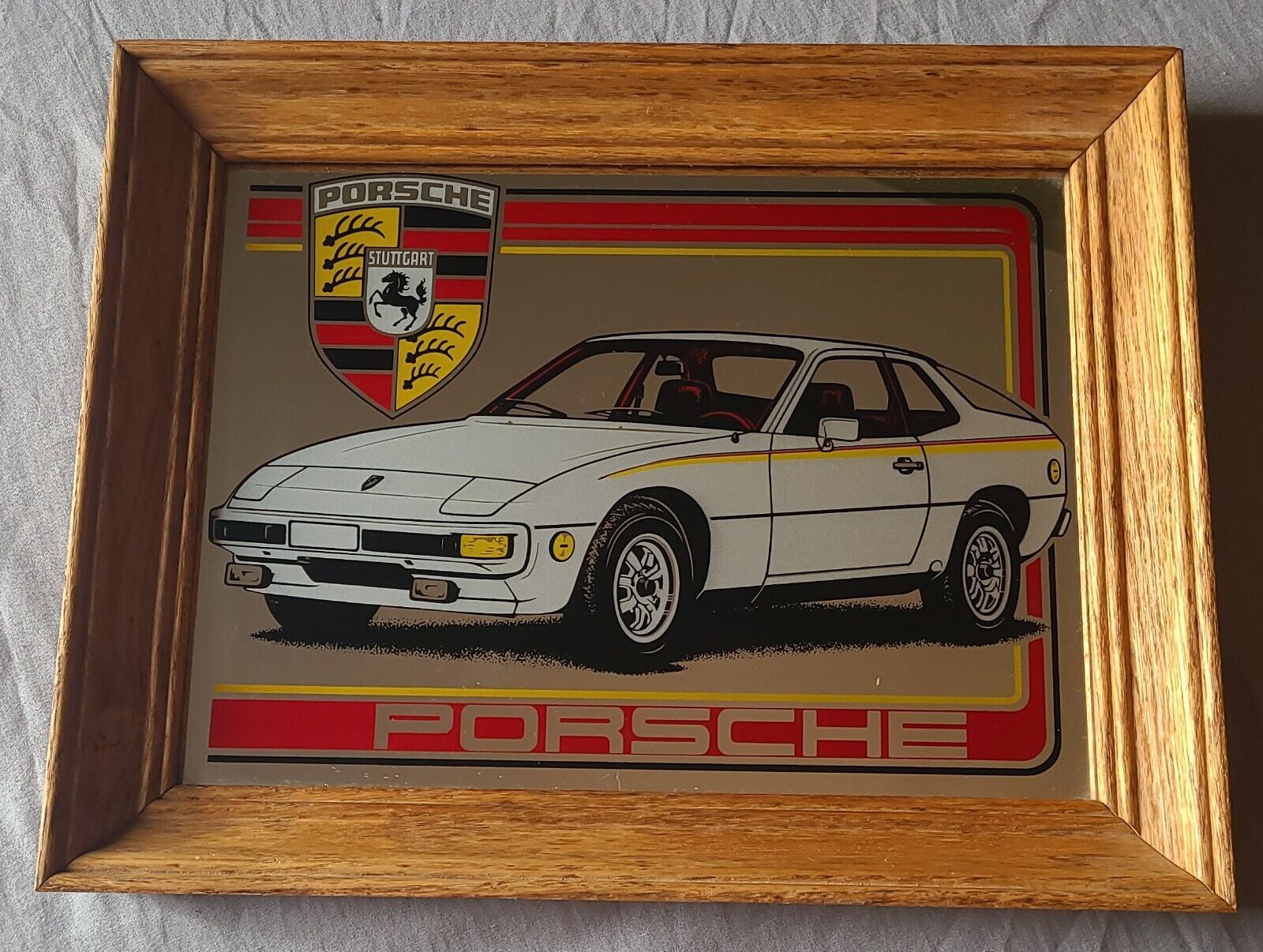 EXTREMELY RARE STAMFORD ART VINTAGE PORSCHE WOOD FRAME IN EXCELLENT CONDITION
