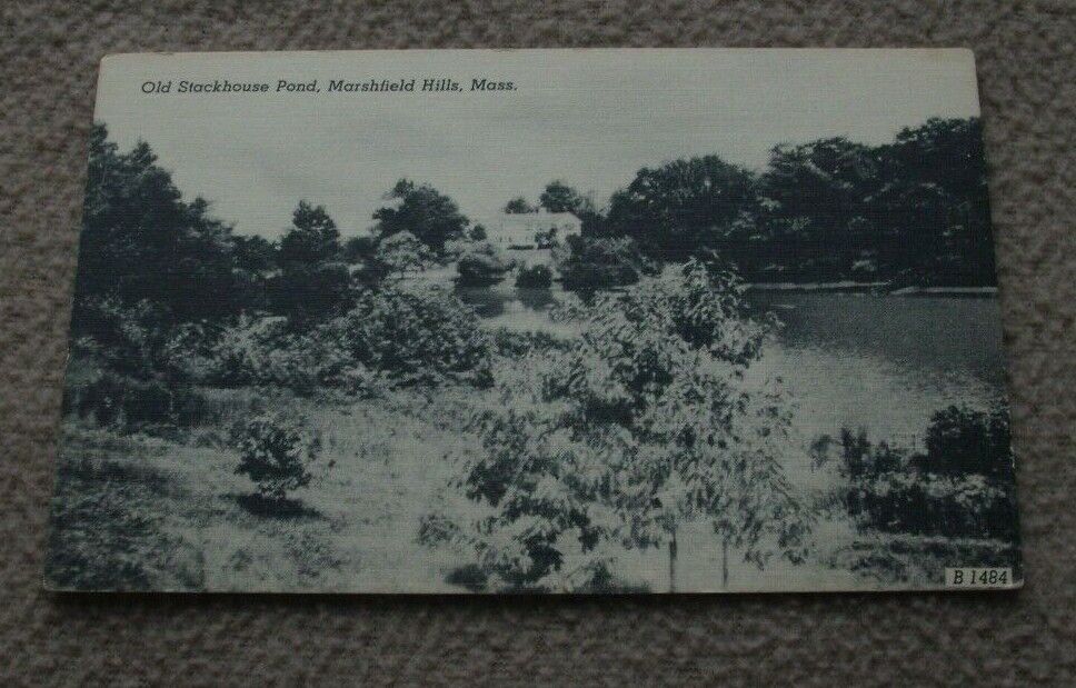 Marshfield Hills MA Postcard Old Stackhouse Pond Farm Home Massachusetts Mass
