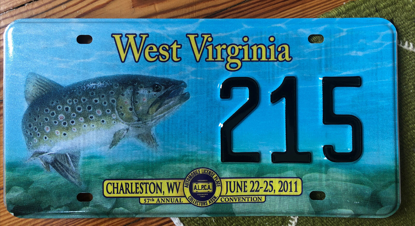 ALPCA 2011 Charleston West Virginia Convention License Plate 215