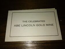 The Celebrated Abe Lincoln Gold Mine Brochure Colorado??  Circa 1900?... picture