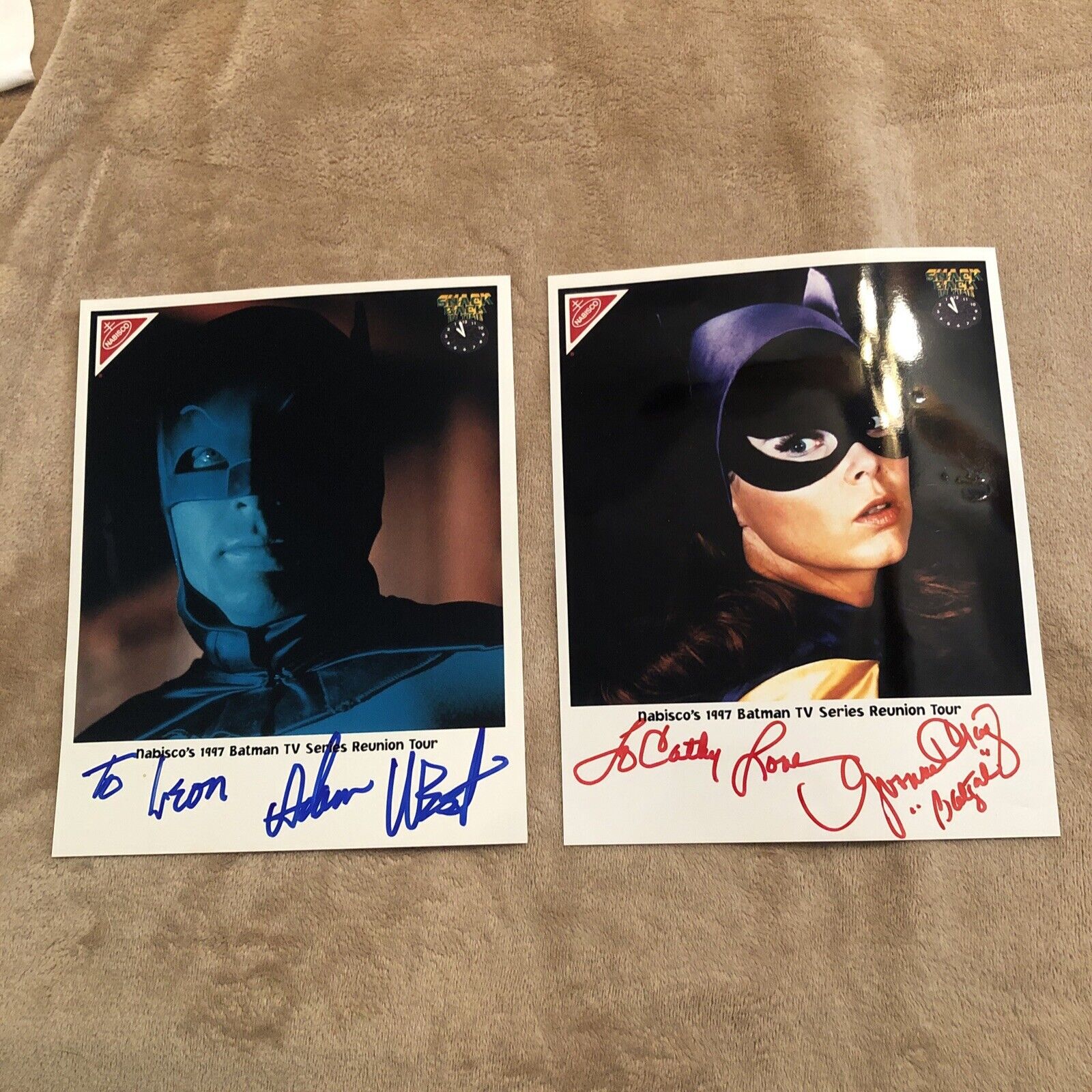 Adam West Yvonne Craig Batman Batgirl Nabisco 1997 TV reunion signed portraits