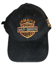 Harley Davidson Jamaica Embroidered Black Adjustable Strap Cap NWOT picture