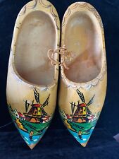 Dutch Hand Crafted Carved Wooden Shoes Clogs 12.5” picture