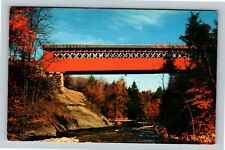 East Arlington Vermont, Colorful Old Covered Chiselville Bridge, Chrome Postcard picture