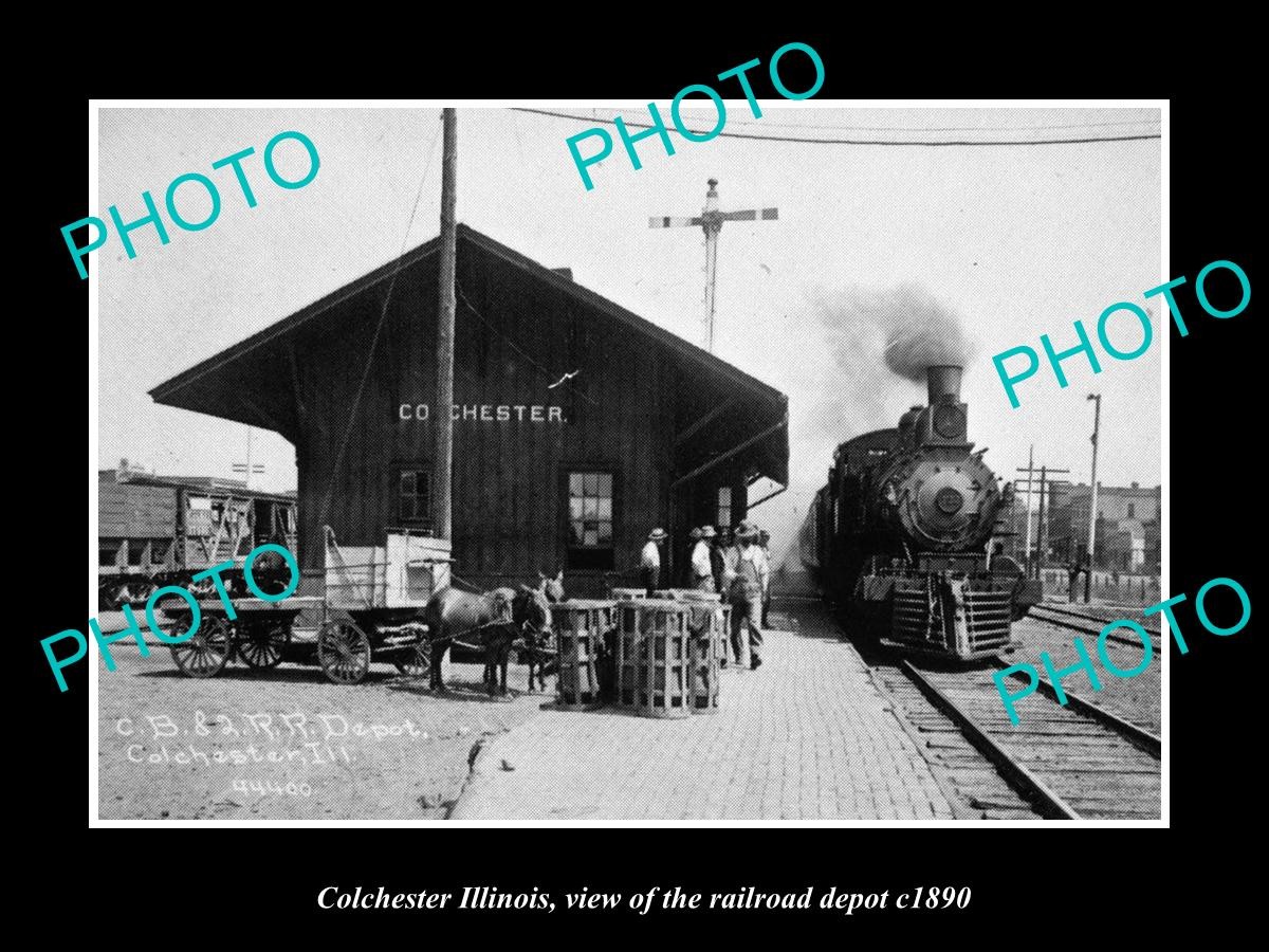Colchester Illinois The Railroad Depot Station 1890 Large Historic Old Photo Colchester Illinois The Railroad Depot Station 1890 Large Historic Old Photo
