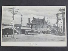 Antique Postcard Roxbury Crossing Boston MA Train Station Trolley Railroad A7263 picture