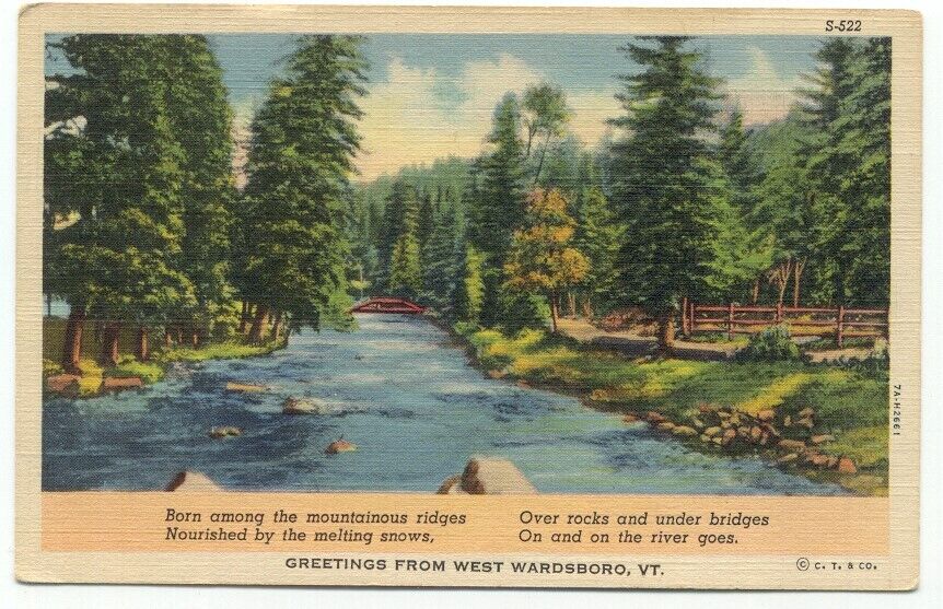 Greetings From Wardsboro VT Linen Postcard Vermont