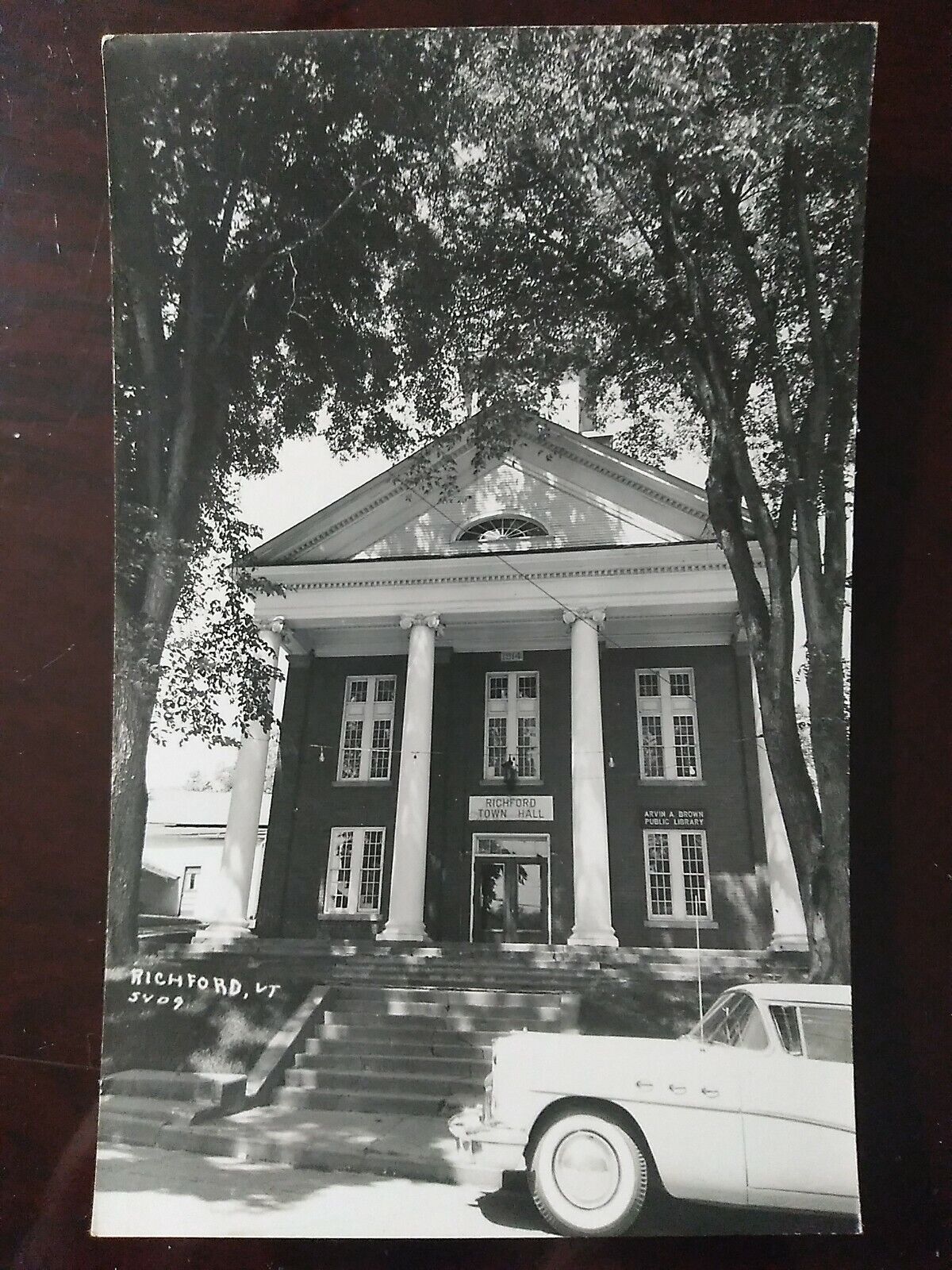 RPPC - Town Hall & Arvin A Brown Public Library, Richford, VT-1950s, Rough Edges