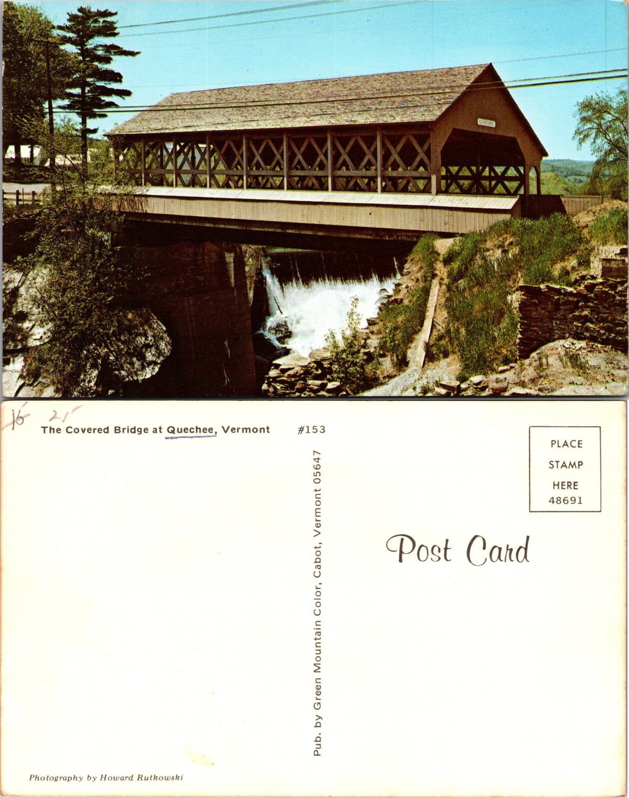 Covered Bridge at Quechee Vermont VT Postcard