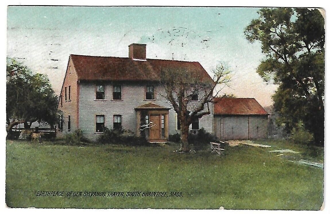 VTG Postcard - 1911 Birthplace of Sylvanus Thayer, South Braintree Massachusetts