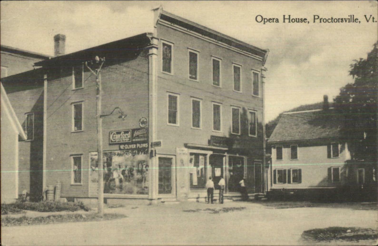 Proctorsville VT Opera House Store Visible Signs c1910 Postcard