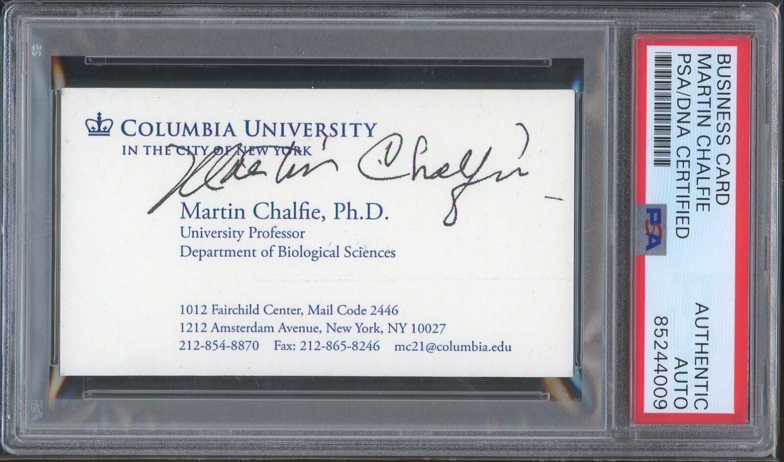 Martin Chalfie Signed Business Card - Nobel Prize in Chemistry - PSA/DNA AUTO