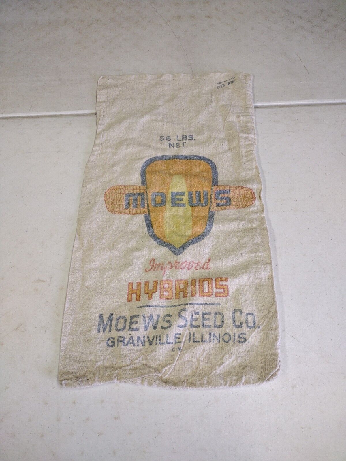 Vintage Moews Hybrids Corn Seed Sack Granville IL