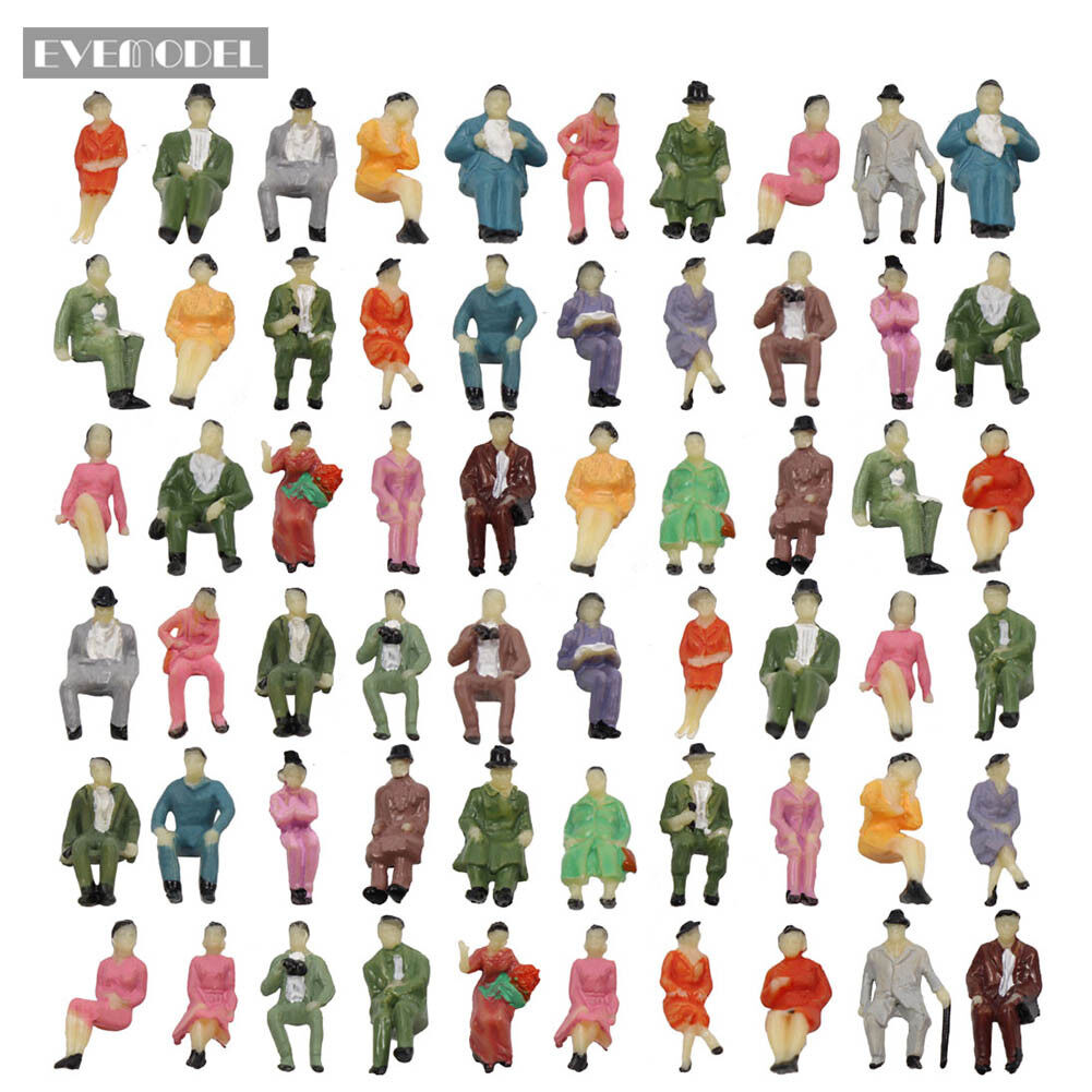 60pcs All Seated 1:87 Painted Figures Passenger HO Scale Sitting People P87S